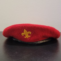 Vintage Boy Scouts of America Official Headwear Red Beret Hat 100% Wool Sz M - £31.41 GBP
