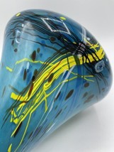 Kosta Boda Scribble Pattern Art Glass Vase Splatter Paint Large Modern Blue 15&quot; - £111.90 GBP