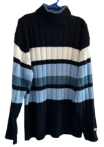 VTG Y2K Southpole Oversize Sweater Mens L UNC Stripe Mock Neck Streetwear - $37.95