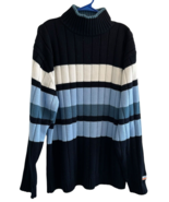 VTG Y2K Southpole Oversize Sweater Mens L UNC Stripe Mock Neck Streetwear - $37.95