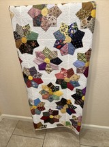 New Handmade Dresden Plate King Size Quilt Multicolored 98”x 98” Lightwe... - $409.44 CAD