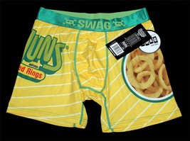 Swag Funyuns Onion Rings Satin Weaved Band Yellow Striped Boxers Men&#39;s Nwt - £14.42 GBP