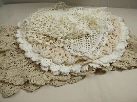 VTG lot of 7 Table Doily Lace Center Mat Dresser hand crochet White Ecru - £12.63 GBP