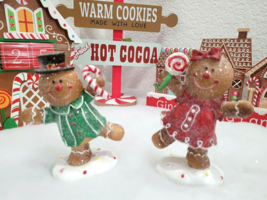 CHRISTMAS Gingerbread Man Couple Peppermint Resin Figurine Tabletop Deco... - $39.59