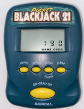 1997 Radica Pocket BLACKJACK 21 Green Handheld Electronic Game Tested Works - £7.46 GBP