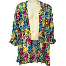 Vintage BA Partners Open Front Cardigan Cover Up Plus Size 18W Floral Wa... - $29.65