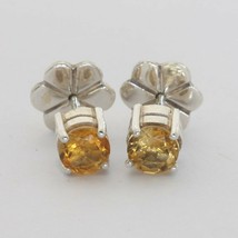 Yellow Citrine Studs Burma Round Gems 925 Silver Ladies Post Earrings Design 80 - £55.56 GBP