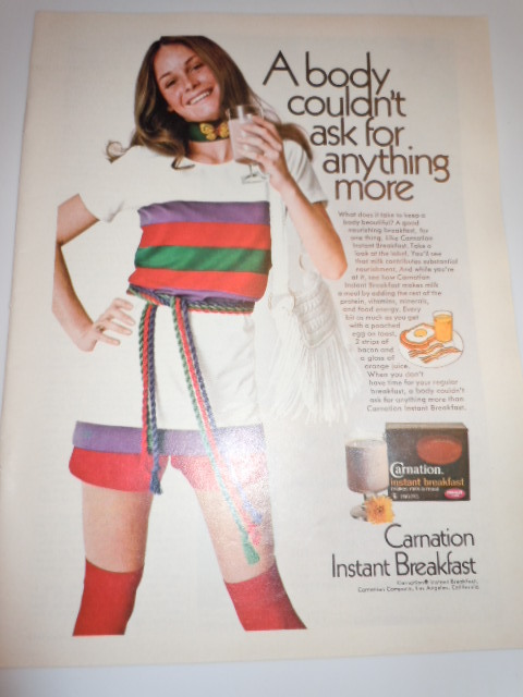 Vintage Carnation Instant Breakfast Girl in Mod Outfit Print Magazine Advertisem - $12.99