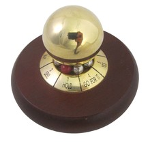 Brass Executive Decision Maker Metal Ball Spinner Wood Base Desk Paperweight vtg - £11.60 GBP