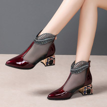 Spring A Summer New Chunky Heel Patent Leather Pumps Women&#39;s Hollow-out Plus Siz - £37.46 GBP