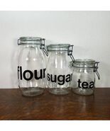 Vintage 1970s Glass Hermetic Canister Set Jars Bale Wire Retro Flour Sug... - $70.00