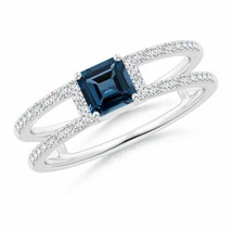 ANGARA 1.04 Ct Square London Blue Topaz Parallel Split Shank Ring in 14K Gold - $998.10