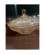 Vintage Indiana Glass Pink Windsor Button and Cane Pattern Covered Candy... - $19.00