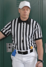 K06UM 1&quot; Stripe Mesh Short Sleeve Officials Referee Shirt Football Lacro... - £34.24 GBP