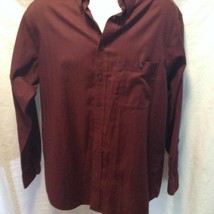 Roundtree &amp; Yorke Mens Large Tall 17 Wine Colored Button Up Shirt - £5.86 GBP