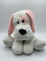 Beverly Hills Teddy Bear Plush White Pink 12” PUPPY Dog Rattle Embroidered Eyes - $11.98