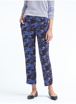 New Banana Republic Women Navy Blue Leaf Print Flat Front Pocket Ankle Pants 6 - £31.31 GBP