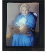 1950s Girl in Blue Dressed Like Grandma Glass Plate Photo Slide Magic La... - £9.63 GBP