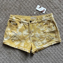 Chelsea &amp; Violet Tie Dye Distressed Jean Short Sz 27 Marigold/Saffron Ye... - $29.99