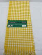 Vintage Cannon Kitchen 30x15” Hand Towels Yellow Gingham Fringe Farmhouse Set 2 - £11.21 GBP
