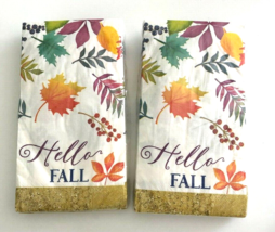 Thanksgiving Fall Paper Napkins Hello Fall Guest Towels 2 Pks 20 CT Buffet - £19.13 GBP