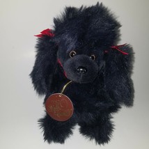 VTG Geoffrey Soft Classics Solid Black Poodle Plush Puppy Dog Toy Red Bows 1988 - £31.61 GBP