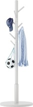 White Coat Stand Standing Rack With 8 Hooks And 3 Height Adjustable, Woo... - $51.98