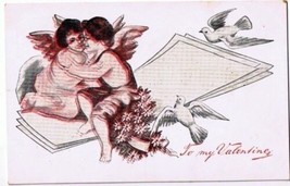 Valentine Postcard Angels Doves To My Valentine - £1.63 GBP