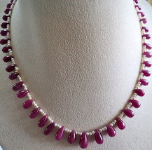 Natural Ruby Teardrop 60 Pcs 160 Carats Pearl Ladies Beads Necklace - £595.60 GBP