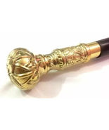 Antique Brass Designer Handle Black Wooden Walking Stick Vintage Victori... - £28.56 GBP