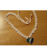 Cotton choker necklace with glass heart pendant - $27.44 CAD