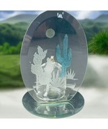 Vtg Cut Embossed Southwest Design Cactus Blown Glass Oil Lamp - $709.79 MXN