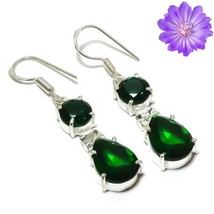 Gift For Her 925 Silver Chrome Diopside Gemstone Drop/Dangle Earrings Jewelry - £8.42 GBP