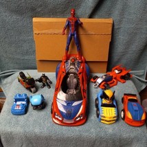 LOT Of MARVEL Spiderman Vehicles, And Figure, and  DC Batman/Robin Figure/Bike - £27.22 GBP