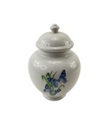 Vintage Vase Ginger Jar Blue Butterflies White w Lid FTD INC  Made in Th... - £13.20 GBP