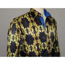 Men Oscar Banks Turkey Shirt Satin Singer Performer 6268-07 Black Gold Floral image 10