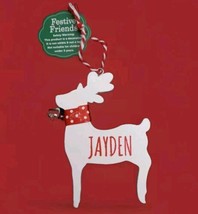 Festive Friends JAYDEN Christmas Tree Deer Wooden Decoration Ornament w/Bell  - $5.94