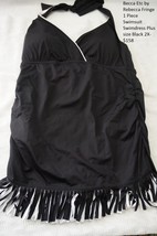 Becca Etc by Rebecca Fringe One Piece Swimsuit Swimdress Plus size Black 2X-$158 - £48.56 GBP