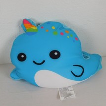 Plush Blue Narwhal 2 Scoops Scented Microbead Unicorn Whale Rainbow 21&quot;x14&quot; FLAW - £7.71 GBP
