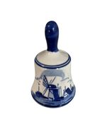 Delft Blue Bell Hand Painted Windmill Ceramic Bell Holland Style 3” - $11.70