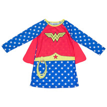 Wonder Woman Costume with Star Shoulders Long Sleeve Sleep Gown Multi-Color - £19.53 GBP