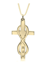 Infinity Cross Necklace Custom Initials: Sterling Silver, 24K Gold, Rose Gold - £113.66 GBP