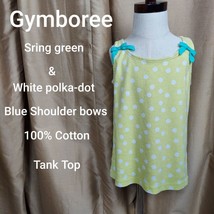Gymboree Spring Green Polka-dots Blue Bows Cotton Tank Top Size 8 - £3.93 GBP