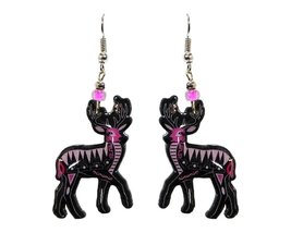 Tribal Pattern Deer Animal Graphic Dangle Earrings - Womens Fashion Hand... - $17.81