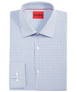 Hugo by Hugo Boss Men&#39;s Kenno Slim-Fit Dress Shirt Blue Grid Check-16.5 ... - $45.99