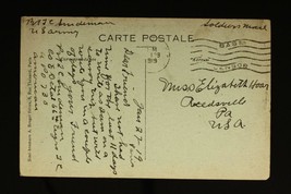 Vintage Postcard WWI US Military Soldiers Mail Base Censor 1919 66th Eng... - $16.88