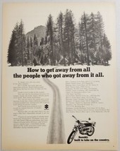 1970 Print Ad Suzuki Trail Bikes Motorcycles Long Road Through Forest - £11.57 GBP