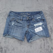 American Eagle Shorts Womens 00 Blue Mid Rise Distressed Cut Off Bottoms - $22.75