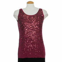 EILEEN FISHER Magenta Purple Ultrafine Merino Wool Sequin Front Shell Top S - £85.58 GBP