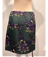 Marni Skirt Textured Wool/Silk Forest Green Purple Flower 40 - $183.70 CAD